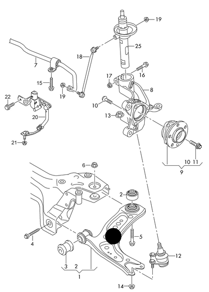 (Item 1) 116564 Trupart L/H Front wishbone incl bushes & ball joint GOLF MK7 10/12>9/20 A3 8V 12>20 LEON 5F & OCTAVIA 5E 13>20