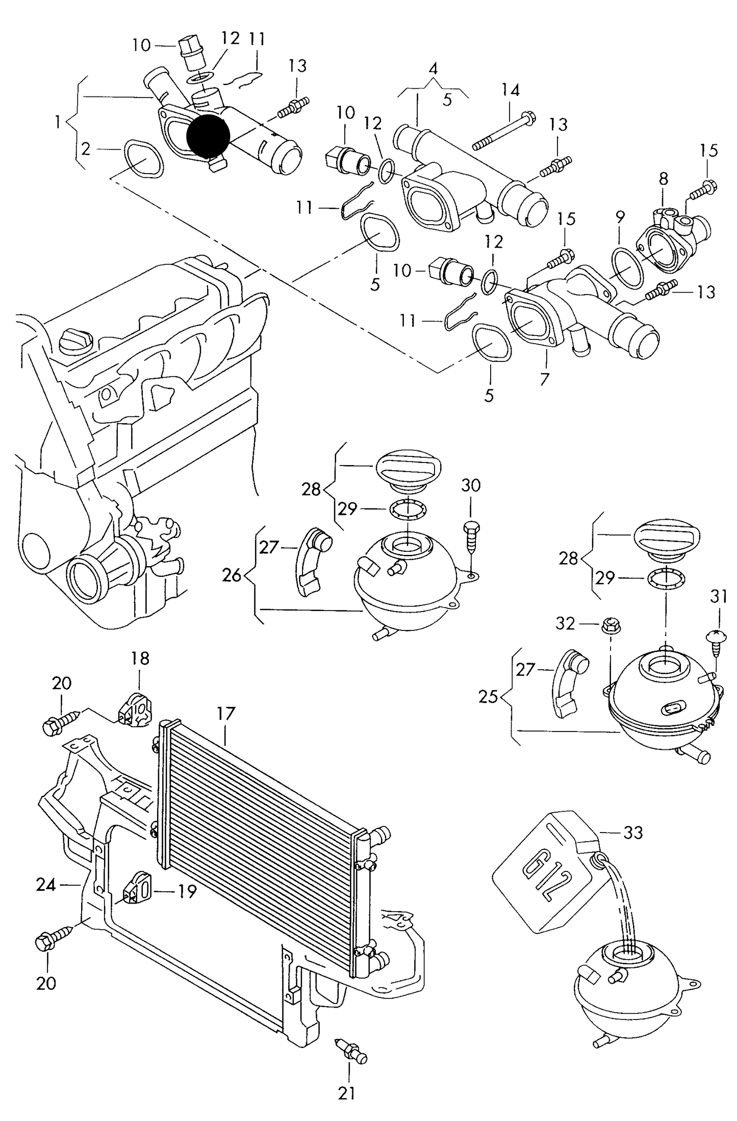 (ITEM 1) 111229 Coolant Flange>side of HEAD Beetle 98>2.0 AEG,APK,AZG, AZJ,AQY,BEJ, BER,BHP,AVH, BEV