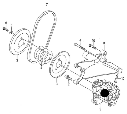 (1) 150053 MEYLE Power steering pump 4-cylinder+ AAM,ABS, 2E,ABF; diesel eng.+ 1Y,AAZ,1Z/T4 ABL,AAC KAYABA F 70-1H090 865>> F 70-1X087 117>>