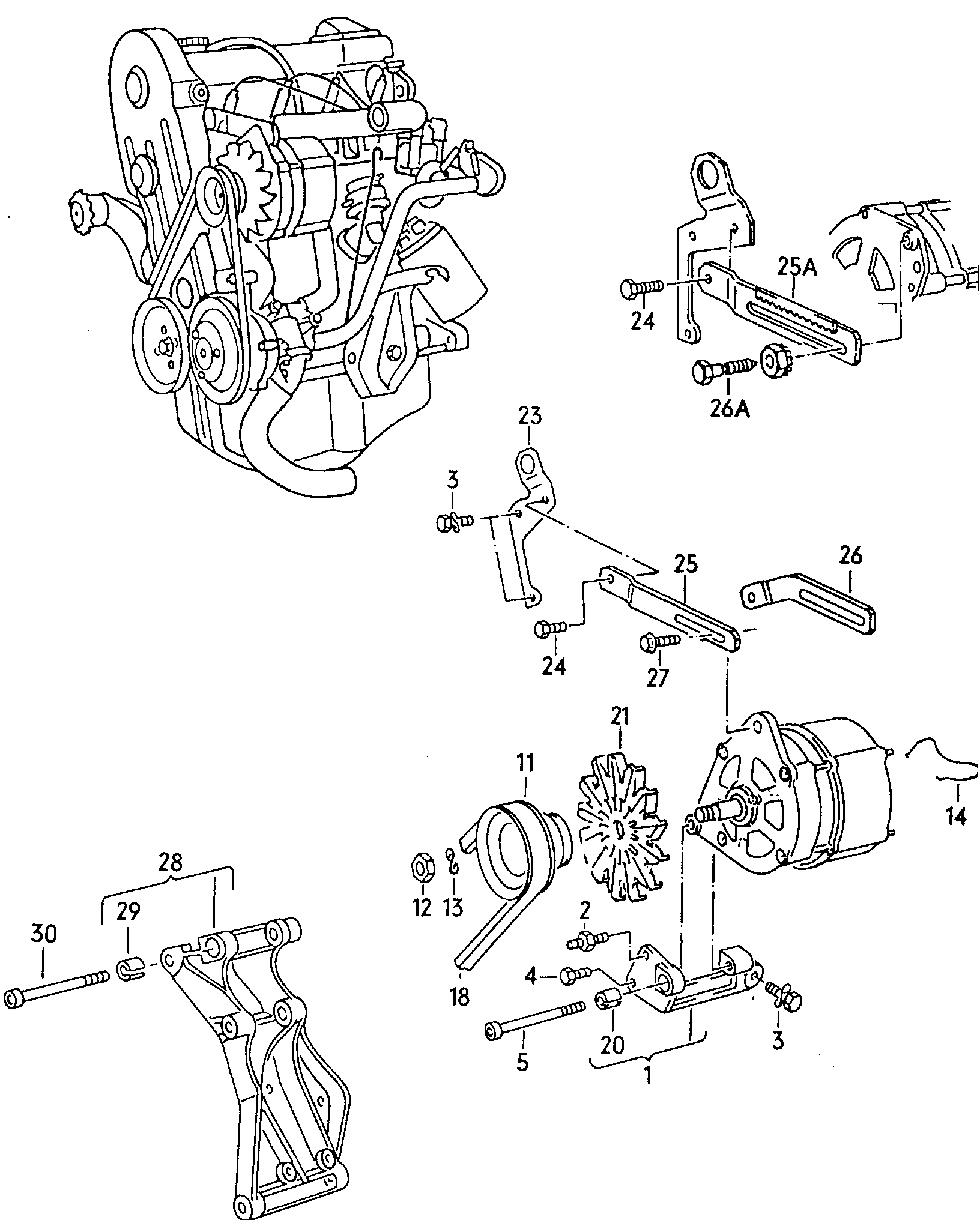 202-000 Golf Mk2 Connecting And Mounting Parts For Alternator Ez,hm,ev 