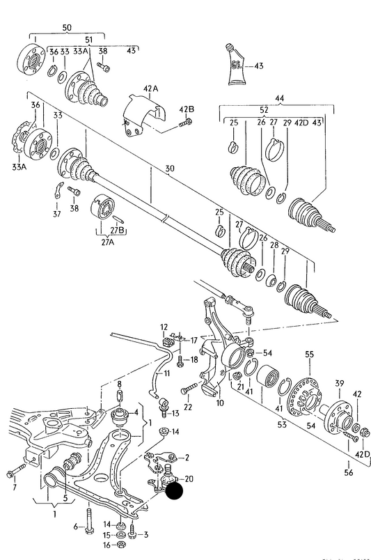 (ITEM 20) 102781 Ball Joint-Lower Left/Right Golf mk2>87 '17mm'