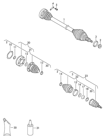 (20) 661005 MEYLE Inner C/V joint kit Polo 1.4 16v