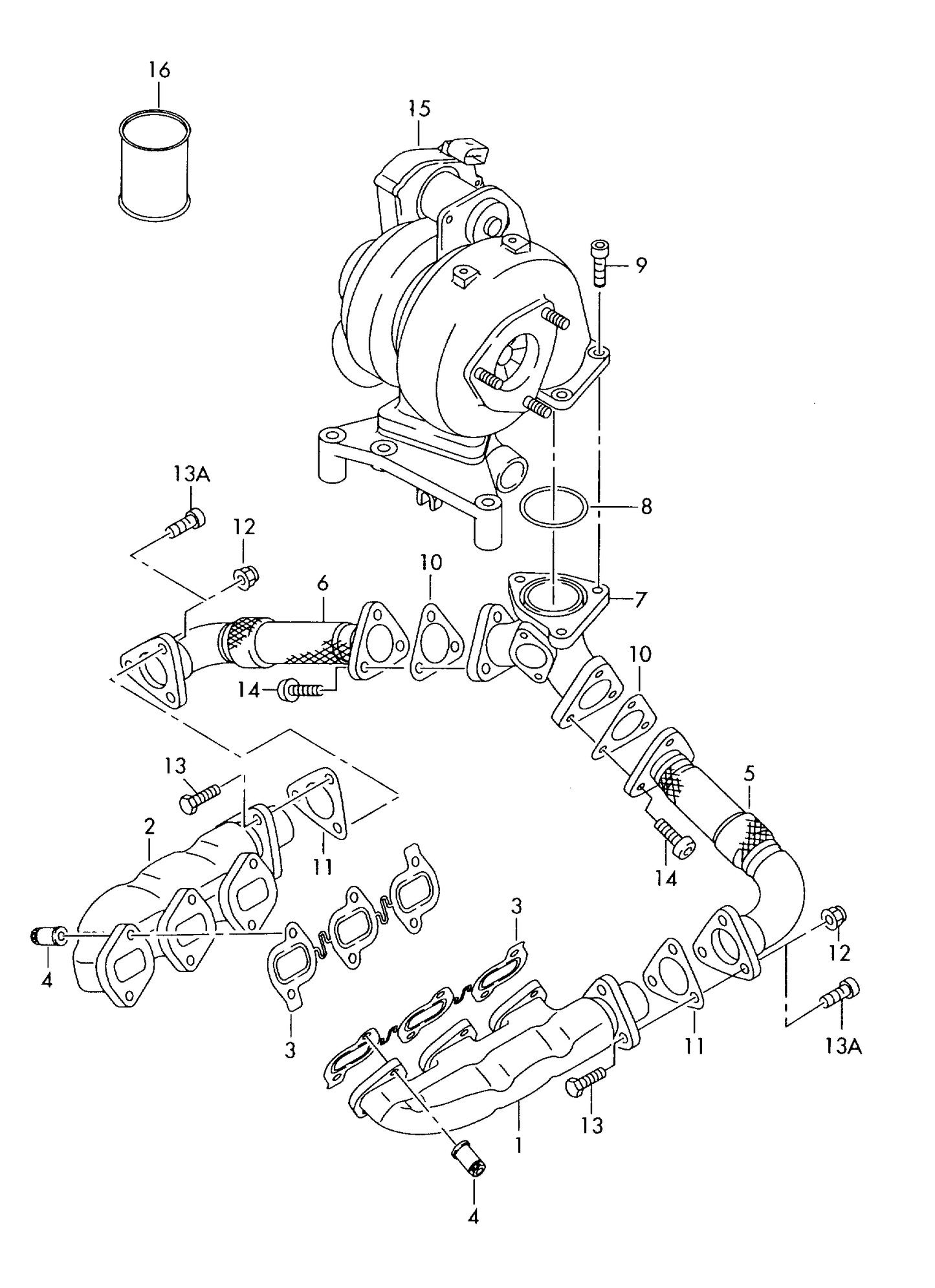 253-022 Touareg 7L exhaust manifolds 3.0 6-cylinder/ diesel eng.+ BKS,BUN