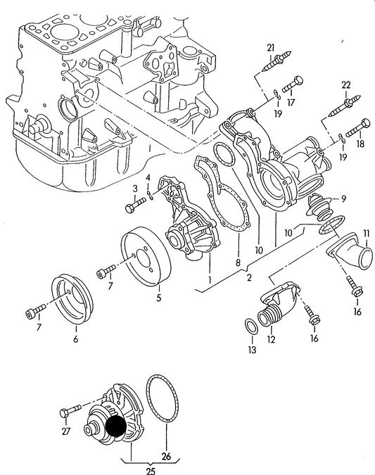 (ITEM 25) 100994 Water Pump 1.1/1.3 Square Tooth Cambelt