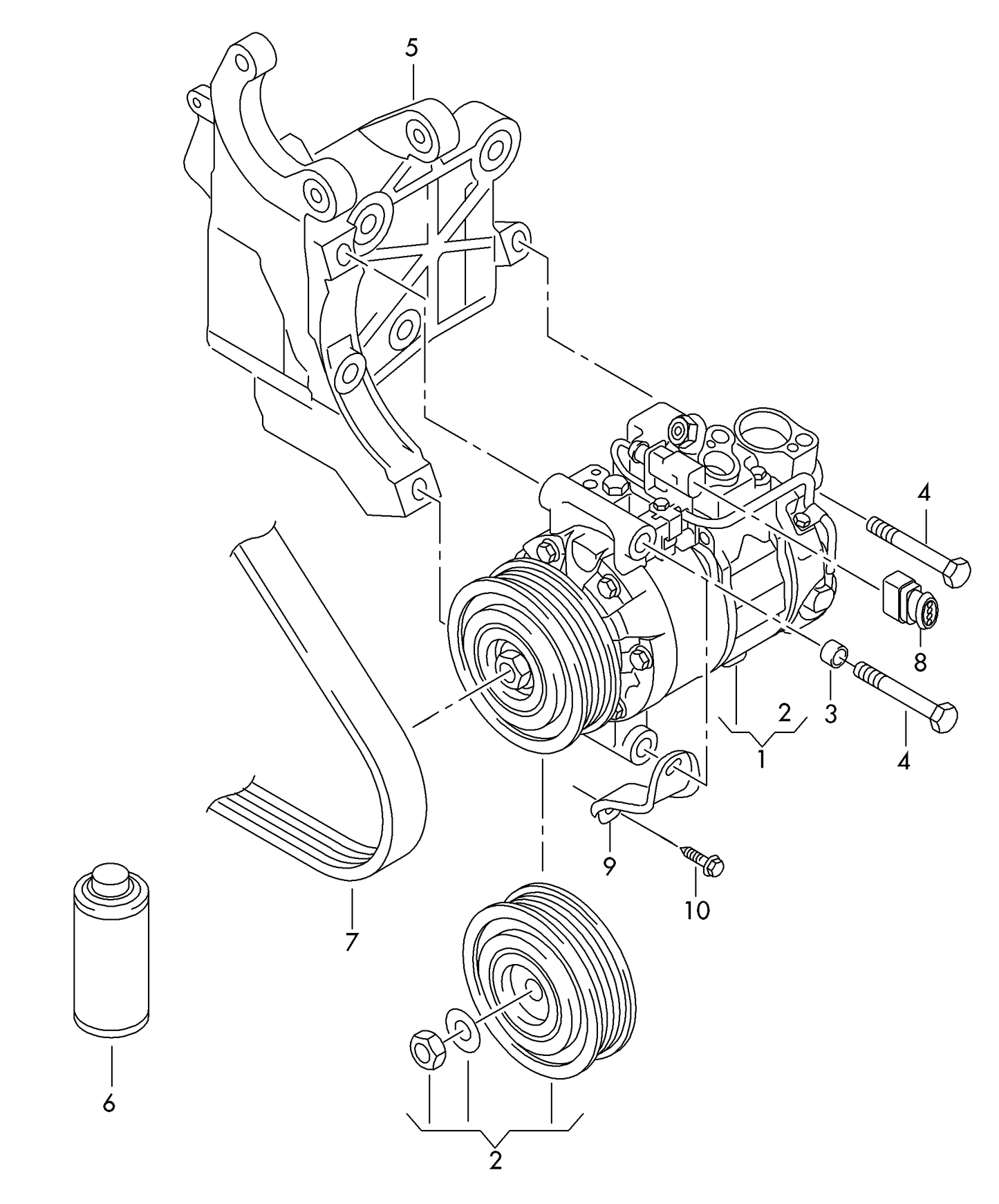 260-015 Audi A4 8K 2008> a/c compressor / connecting and mounting parts for compressor 6-cylinder+ diesel eng.+ 'Please choose parts from list below'
