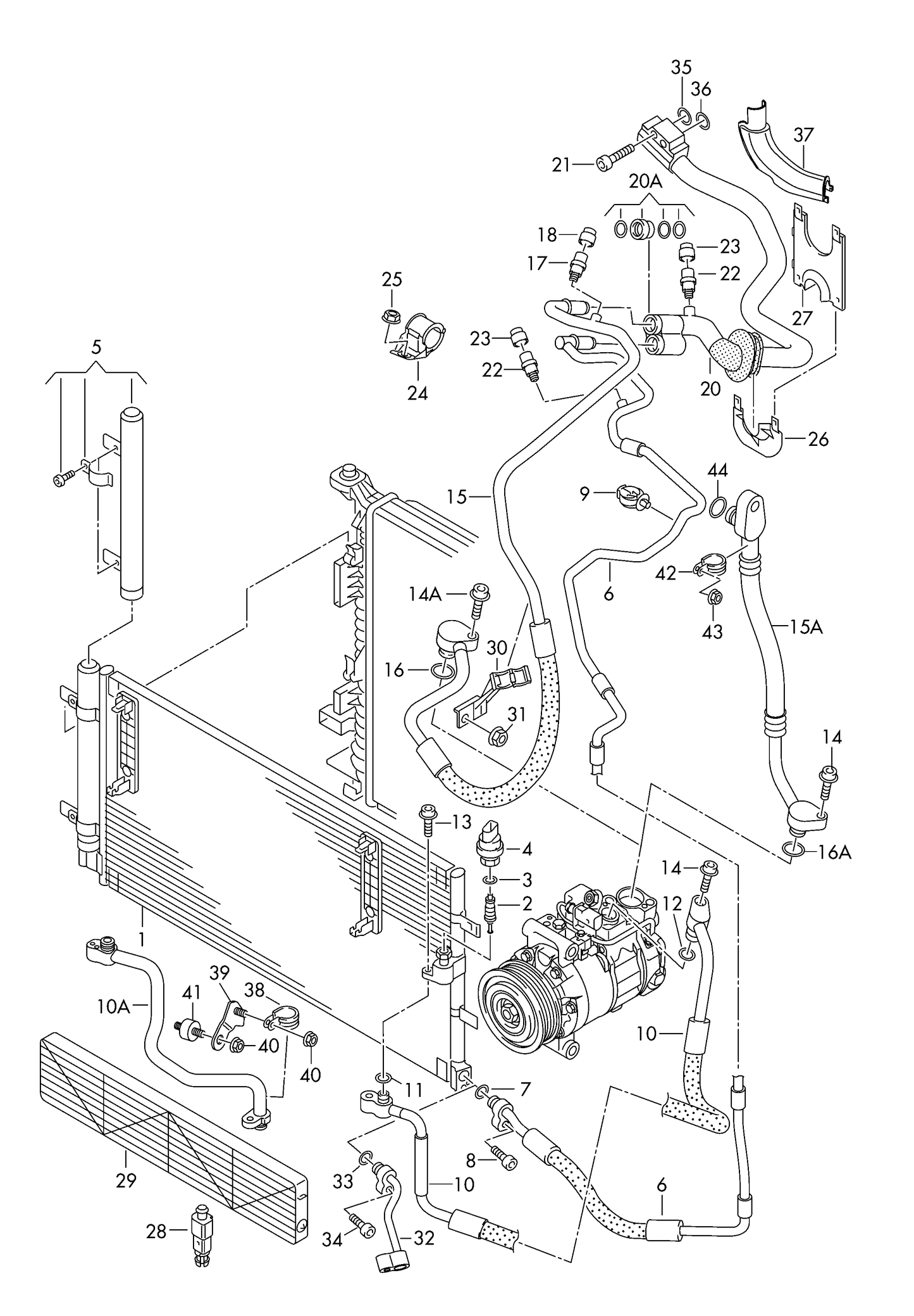 260-040 Audi A4 8K 2008> a/c condenser fluid container with connecting parts 'Please choose parts from list below'