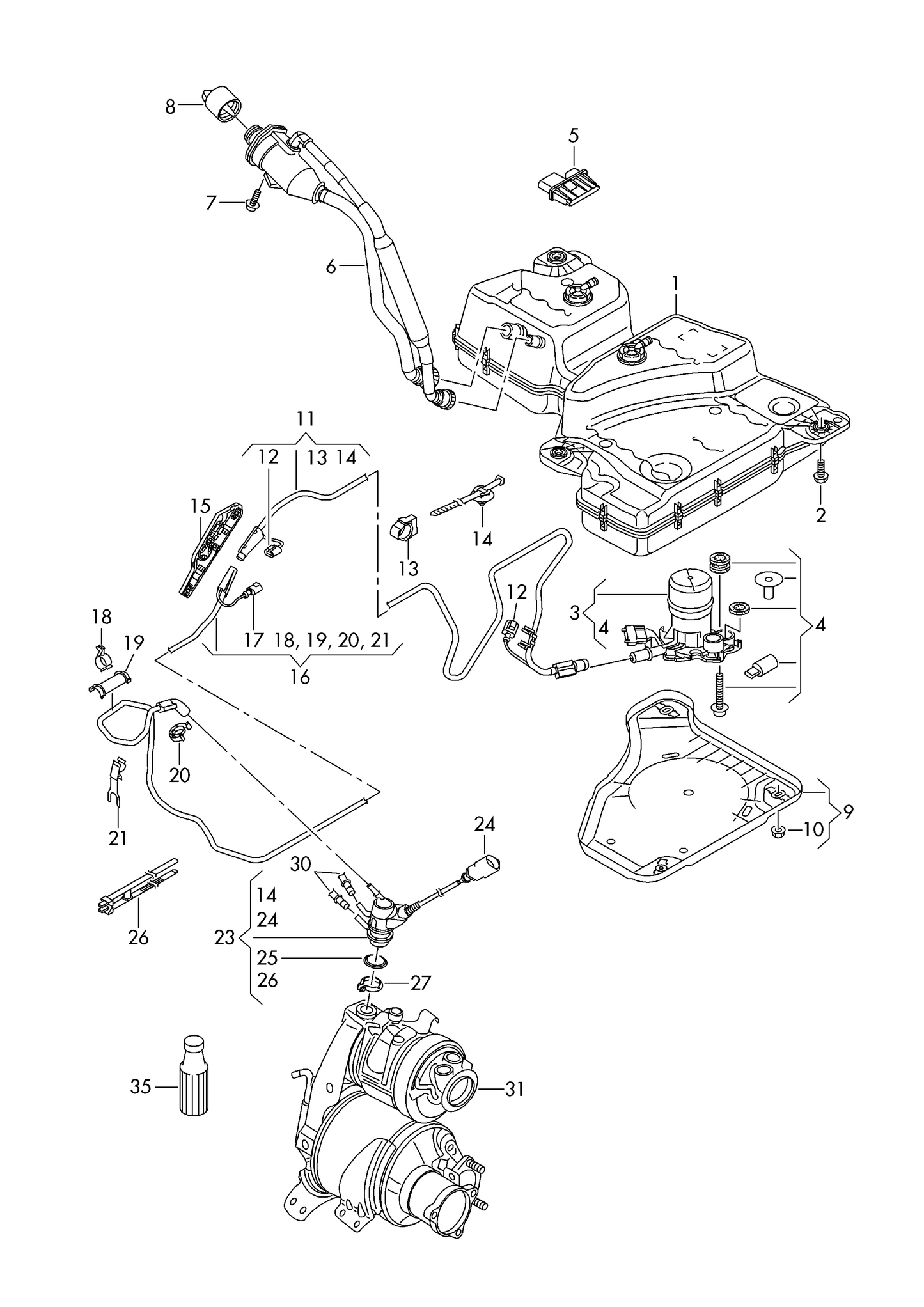 (27) AA91235 GENUINE exhaust gas treatment clamp Golf/Jetta/Tiguan 2014>