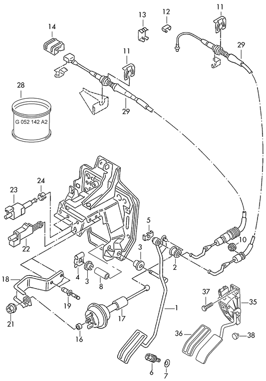 (ITEM 29) 109858 GENUINE Acc cable T4 1.9TD ABL ''No longer available'' Can use 109714 but needs to be Modified