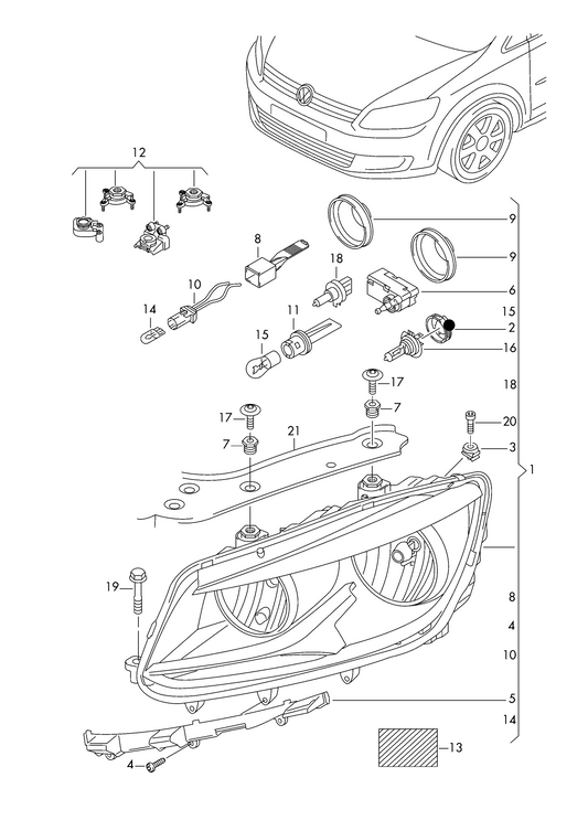 (item 2) VW002 mounting for H7 bulb socket