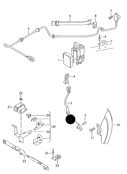 (ITEM 2) 112228  Front ABS speed sensor with wiring for brake pad wear indicator F >> 7M-3-030 000*  Seat Alhambra 2001>2003 / Volkswagen Sharan/syncro/4Motion 2001>2003