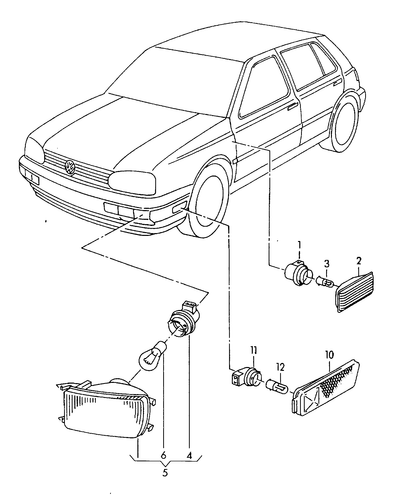 (2) 103599 DARKENED FLASHER LAMP>SIDE WING VW 'Oval' Golf mk3 08/1995>