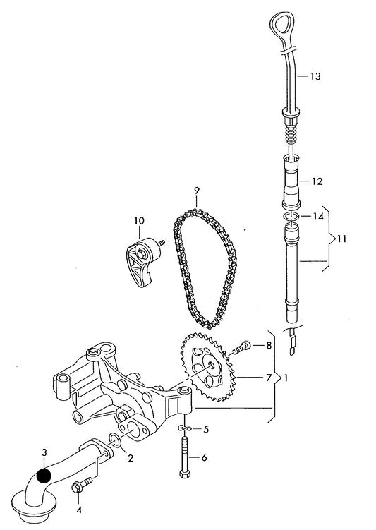 (Item 3) 118828 Metzger Oil pump pick up pipe 1.8-2.0ltr. 4-cylinder+ AWH,AYD,APH, AWV,AWU,AEG, AQY,AZG,AVH, AVC; "BR"+APK; diesel eng.+ ALH,ATD