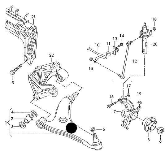 (item 1) 4-1140 L/H Complete wishbone Audi A2 mid 2003>