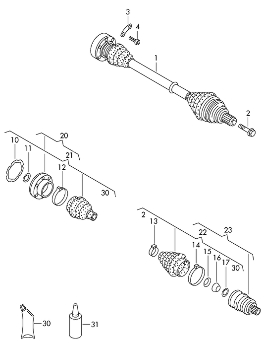 407-020 T4 7D driveshaft,CV joints,Boot kits for manual gearbox AAC,ABL,ACV, AES,AET,AEU, AJA,AJT,APL, AVT,AYC,AYY 'Please select parts from links below-prices will update