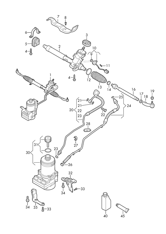 423-043 Fabia mk1 2000>2007 steering gear track rod hydraulic pump oil container and connection parts, hoses for models with power steering power steering SMI-KOYO PR-1N2/1N5 'Please select parts from links below-prices will update'