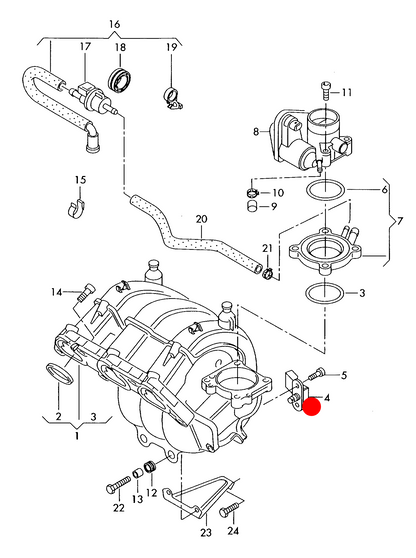 (item 4) 111425 VDO-Siemens Map Pressure Sensor 3-cylinder: AWY,BMD, 1.4, 2.0fsi