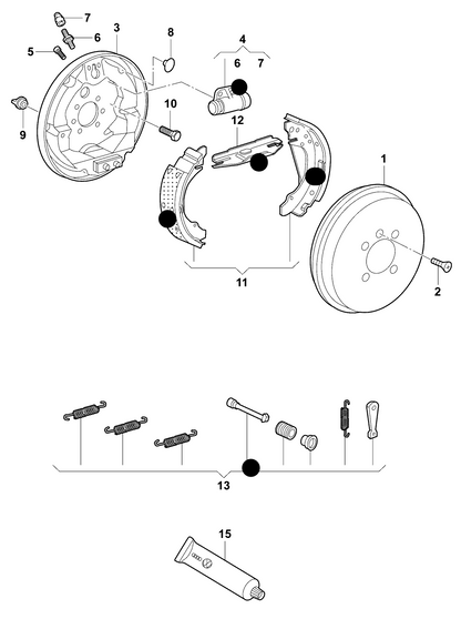 (item 11A) 103075KP1 Meyle Rear Brake Shoe Set & Wheel Cylinder Kit 200mm Various VAG