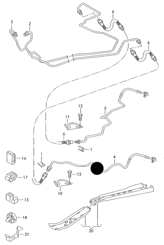 (ITEM 4) 171041 L/H Rear brake line from brake hose to wheel brake cylinder or piston housing