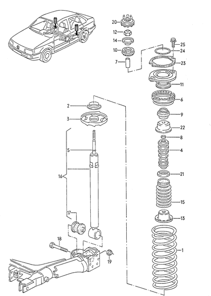 (4) 103516 GENUINE Rear Bump Stop Passat Saloon 88>93 155mm