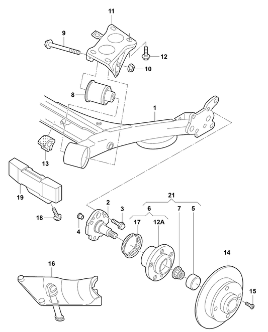 500-020 Golf mk4 (1J) rear axle beam with attachment parts fr.wheel drive 'Please select parts from links below-prices will update'