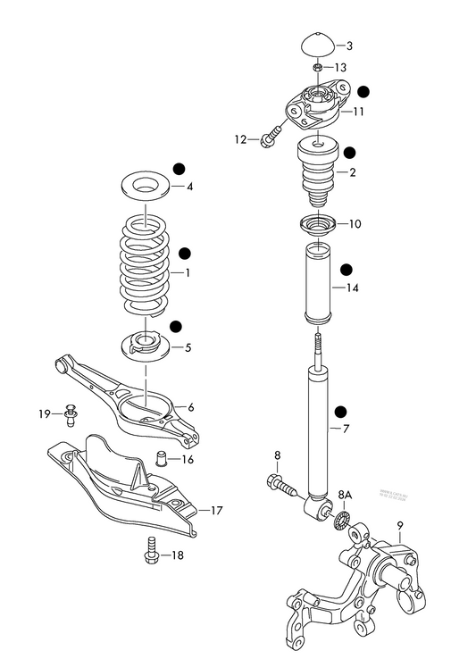 511-002 Golf mk5 GTI (1K) Rear suspension shock absorbers frt.-wh.dr. ‘Please select parts from links below, prices will update’