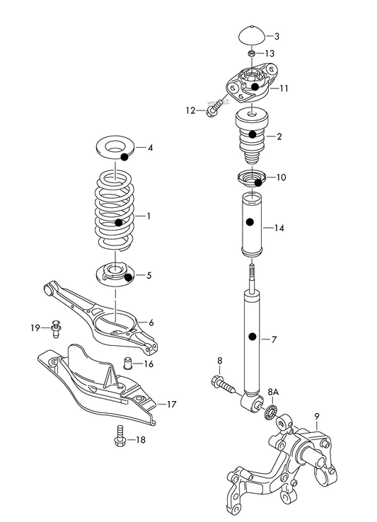 511-007 Golf mk5 (1K) R32 Rear suspension shock absorbers 4motion ‘Please select parts from links below, prices will update’
