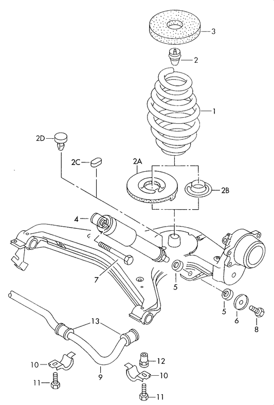 511-010 T4 7D Rear suspension, anti-roll bar 'Please select parts from links below-prices will update'