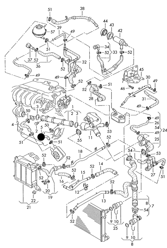 (ITEM 5) 195494 Coolant Hose From Oil Cooler To Cylinder Block VR6