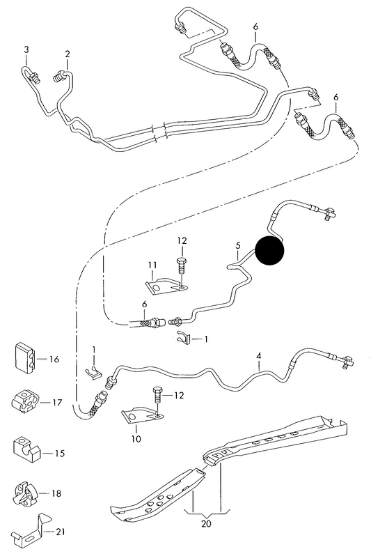 (ITEM 5) 171042 R/H Rear brake line from brake hose to wheel brake cylinder or piston housing