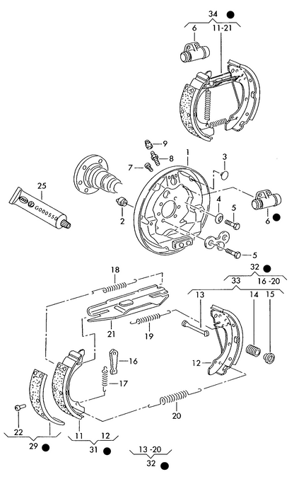 609-020 Audi A2 2000>2005 Drum brakes PR-1KB option only