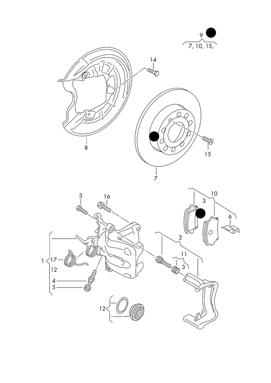 (Item 9) 110079KP1 Set of Rear discs (253x10mm) & pads 5/112 frt.-wh.dr.+ PR-1KD VAG 2004>2013 'Rear axle set-both sides'