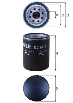 625373 Mahle OC1414 Oil Filter FORD 2.0 EcoBlue