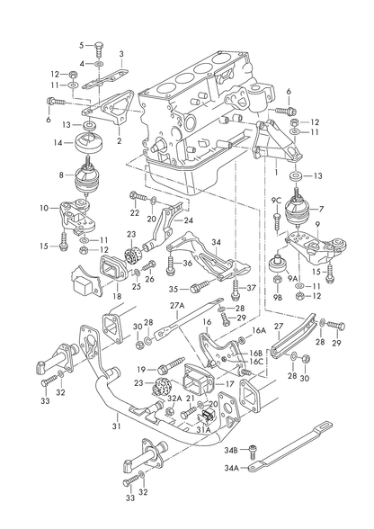 (7) 107690 Topran R/H Engine mounting Audi A6 F >> 4B-W-128 634* manual gearbox+ AFN,AVG