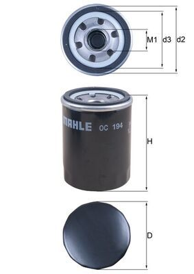 701544 Mahle OC194 Oil Filter HYUNDAI  , KIA , NISSAN ,  JUNGHEINRICH , INFINITI