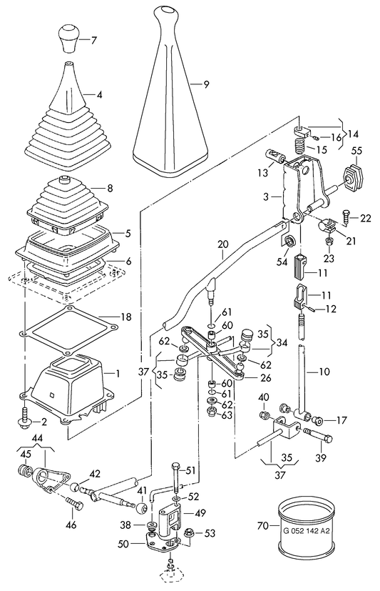 711-030 T4 7D selector mechanism 	manual gearbox PR-K4A/K4B/ K4C:AAC,AET, APL,AVT,AEU, ABL,AJA; PR-K4E/K4D: 5HB/5HC 'Please select parts from links below-prices will update'