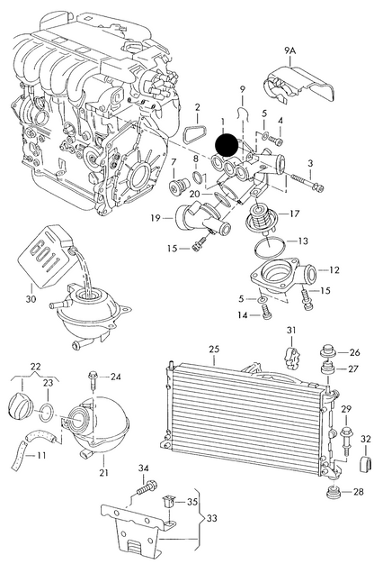 (ITEM 1) 107920 Thermostat Housing, 2.8-2.9 VR6