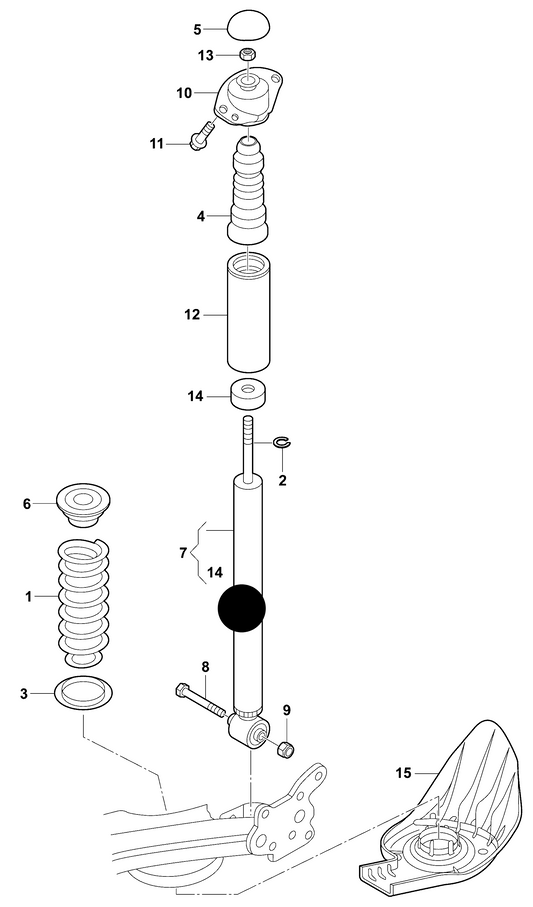 (ITEM 7) 109427 Rear GAS shockabsorber A2 PR-0N1+1GA, G07, PR-0N1+1GL+ G08 ‘Not in stock, but available to order-Usually 1-2 days to us’