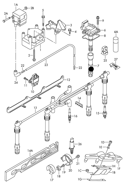 (Item 7) 111310A Bosch spark plug connector 1.8T AGU, 2.7/3.7 V6