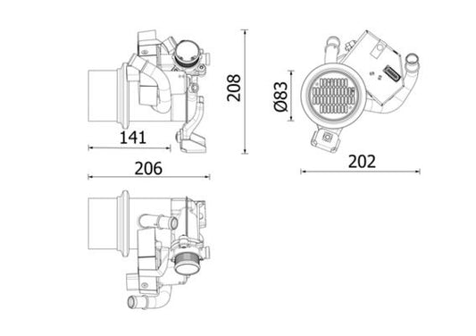 88729 Cooler for exhaust gas recuperation with control flap