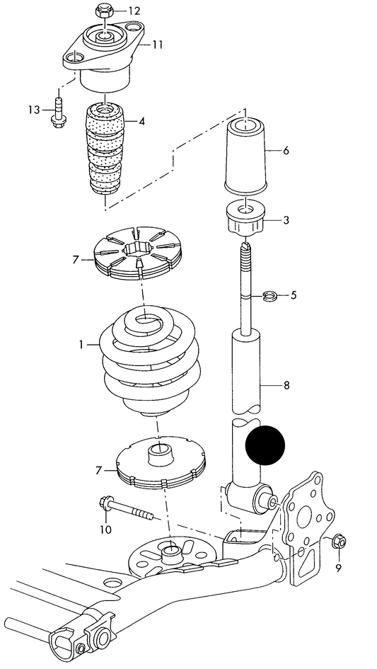 (ITEM 8) 112043 Rear GAS Shockabsorber A6 (4F) 2005> Excludes sports/electronic/pneumatic suspension