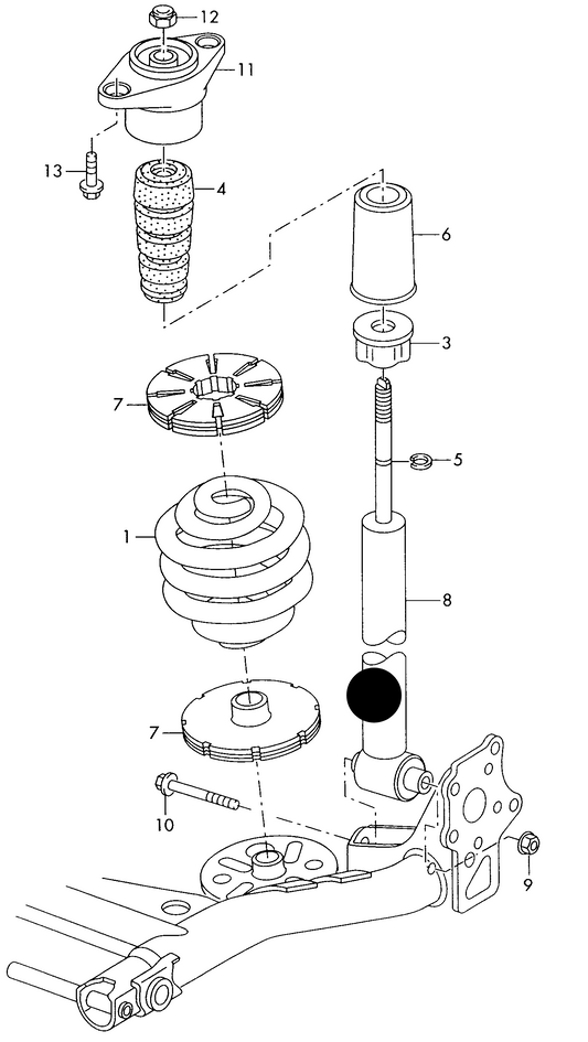 (ITEM 8) 108373 Rear GAS Shockabsorber Passat (3B) 1997>2005 std susp.