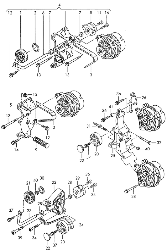 903-040 T4 7D 2.0 connecting and mounting parts for alternator 4-cylinder+ AAC 'Please select parts from links below-prices will update'