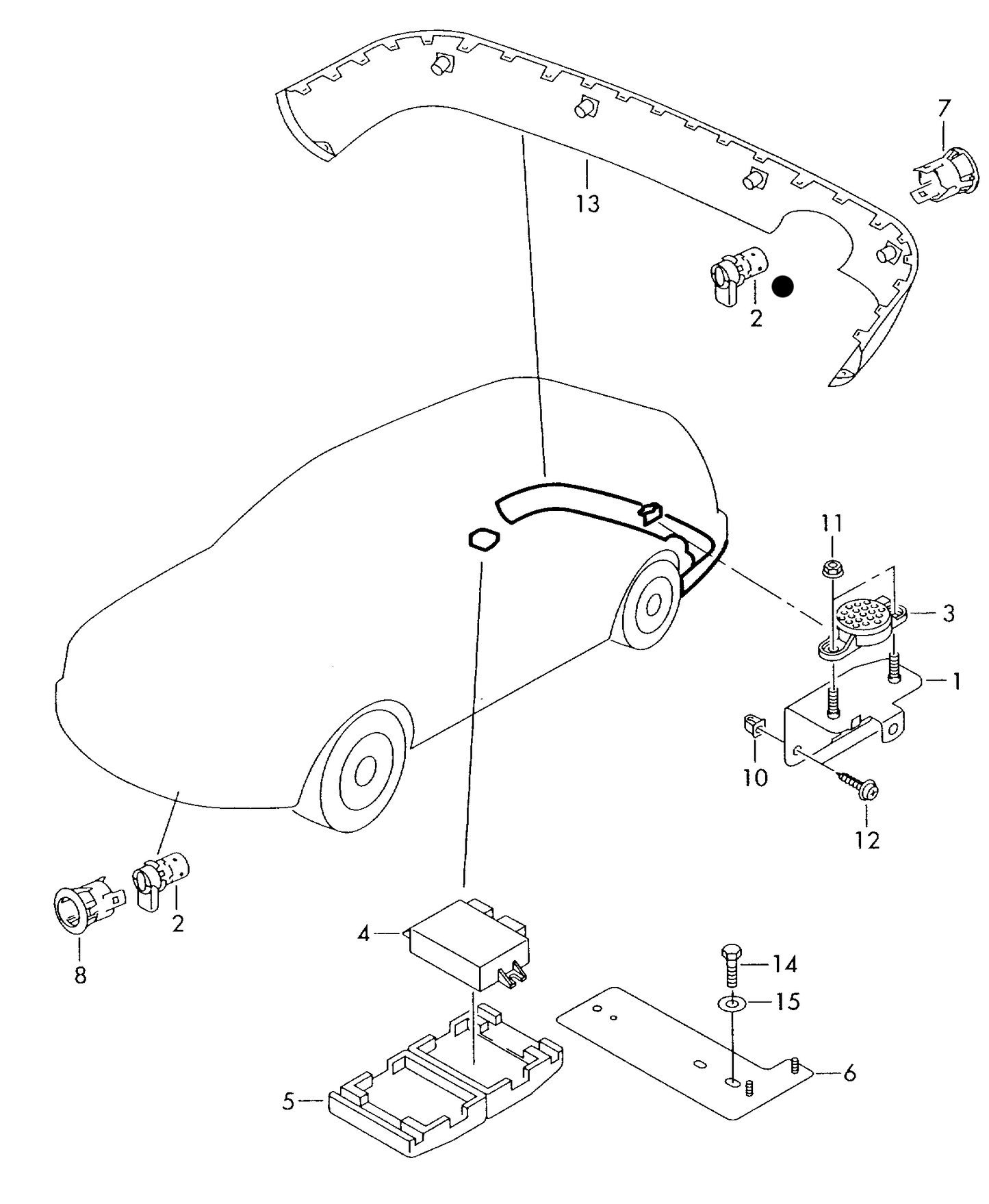 919-020 Audi A2 2000>2005 Rear parking aid ‘Please select parts from links below, prices will update’