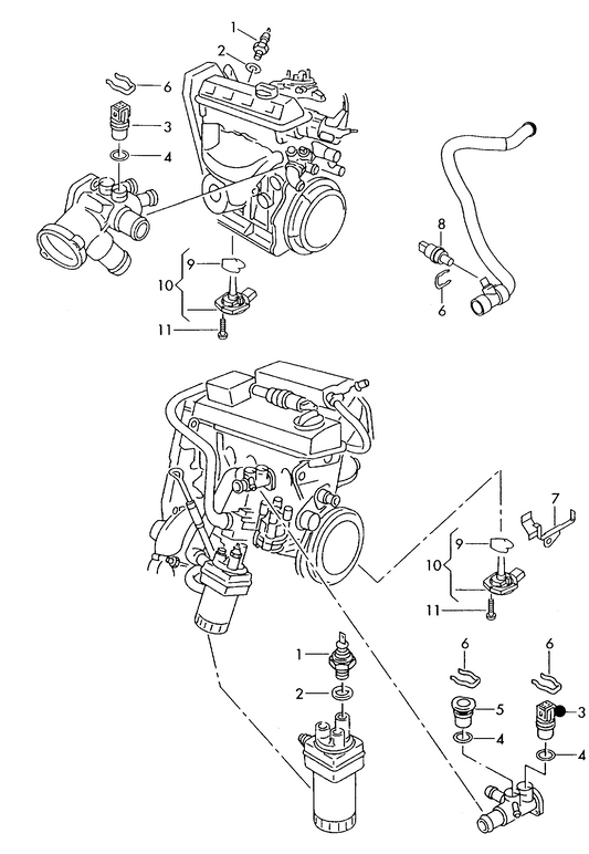 (item 3) 905504 Metzger Temp sender with wire & seal 2pin 'cylinder head' T5 2.5D AXD,AXE