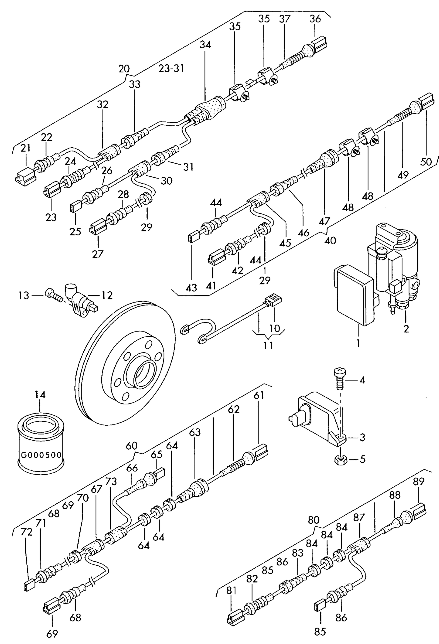 927-000 Touareg 7L speed sensor wiring harness for anti-lock brakesystem -abs-