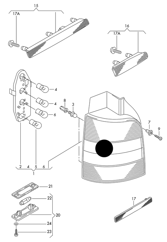 (ITEM 1) LL9034 Rear Lamp-Right T5 7H 03>09 only. Twin Doors Type