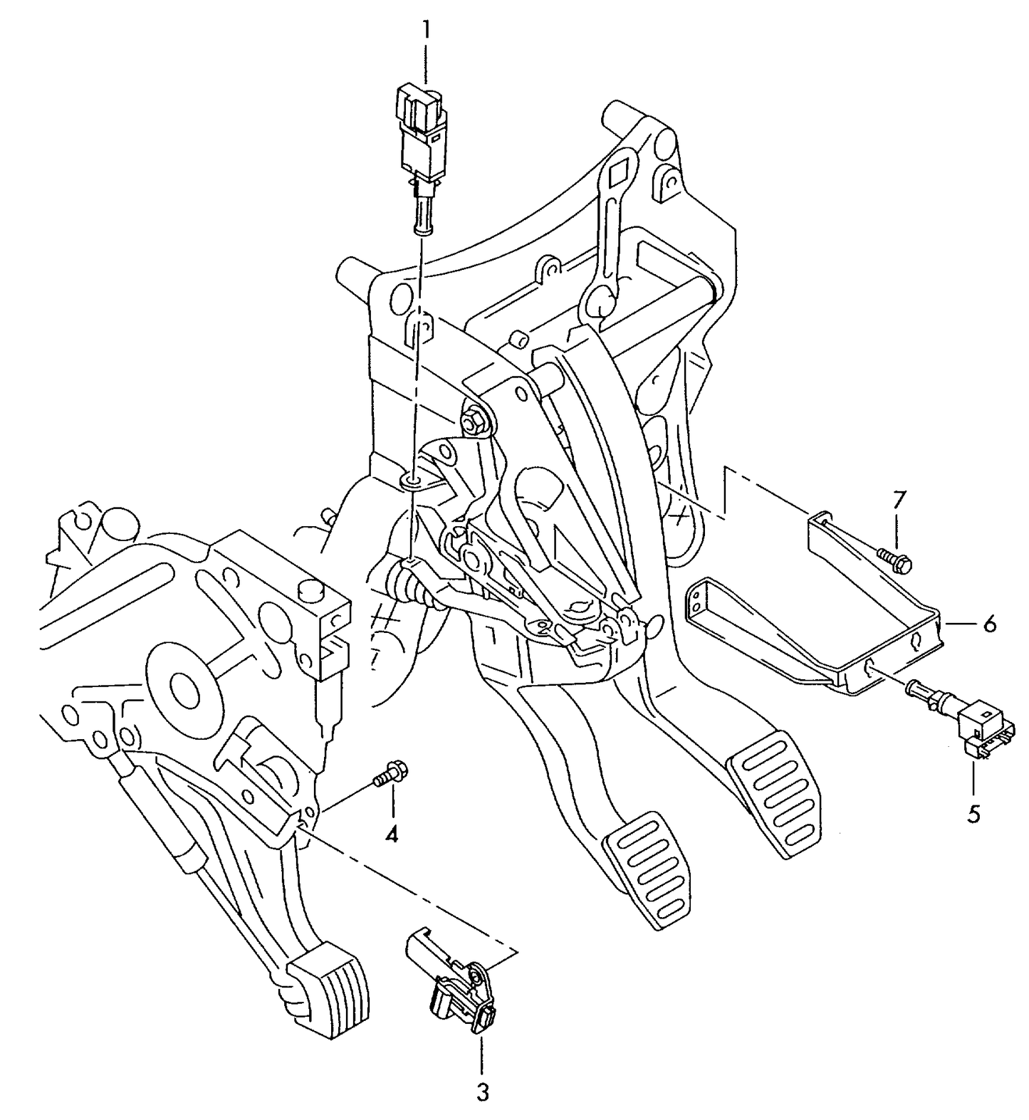 945-050 Touareg 7L switches at pedal cluster