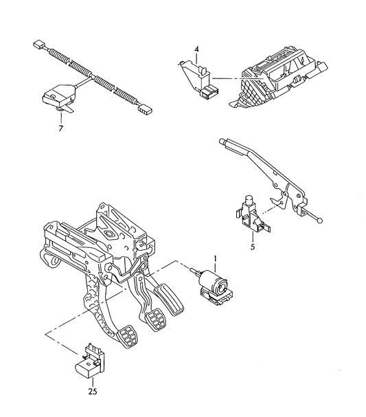 (item 25) 113519 Metzger Clutch pedal switch 2pin 'New type' T5 manual gearbox+ AXB,AXC,AXD, AXE,BDL,BRS