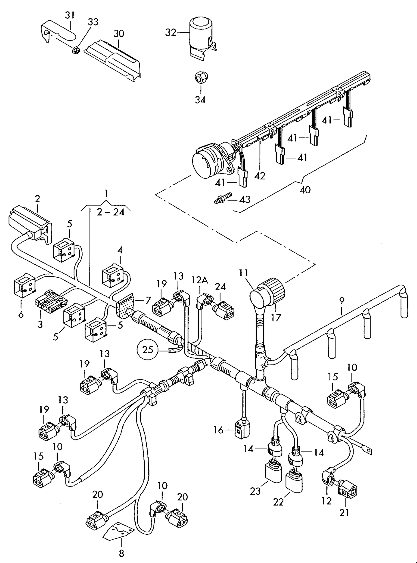 (40) 119247 OE Quality Wiring Harness for fuel injectors