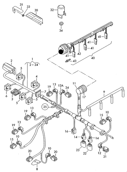 (Item 40) 119247 Metzger OE Quality Wiring Harness for fuel injectors T5 1.9 AXB,AXC